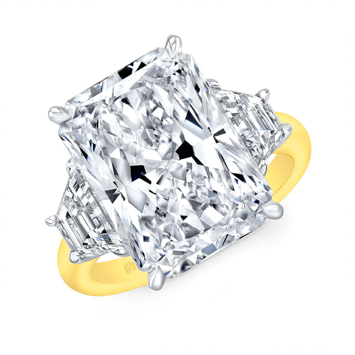 Rahaminov 18K Yellow Gold 7.00ct Radiant Cut Three-Stone Engagement Ring - FL-3945