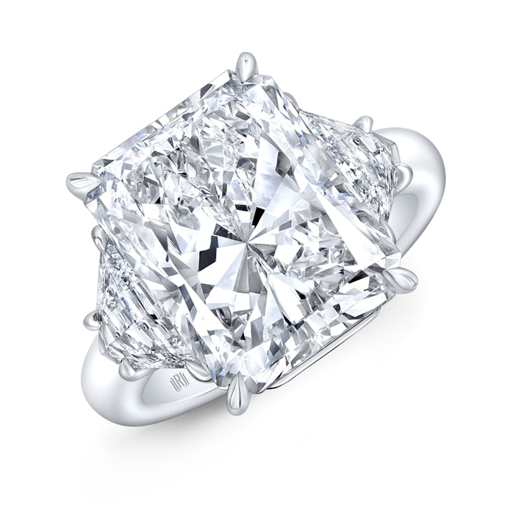 Rahaminov 18K White Gold 7.00ct Radiant Cut Three-Stone Engagement Ring - FL-4000