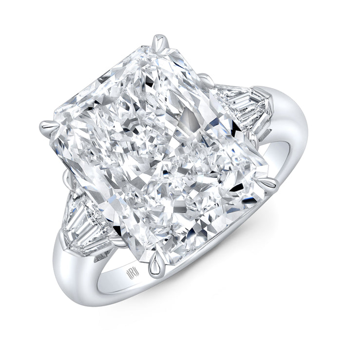 Rahaminov 18K White Gold 8.00ct Radiant Cut Three-Stone Engagement Ring - FL-4043