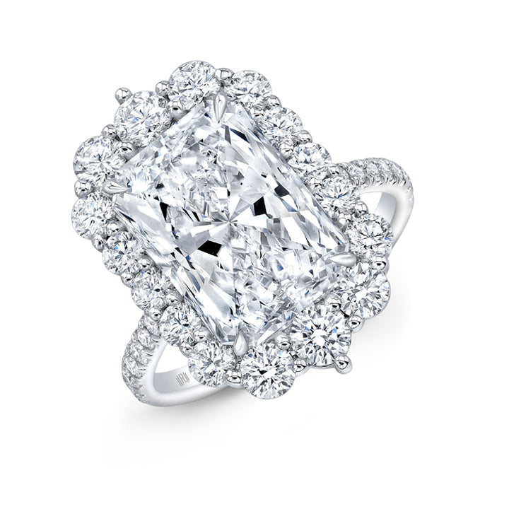Rahaminov 18K White Gold 4.00ct Radiant Halo 'Sara' Engagement Ring - FL-3773