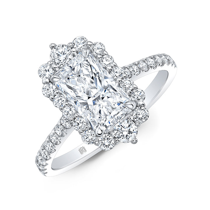 Rahaminov 18K White Gold 2.50ct Radiant Halo 'Sara' Engagement Ring - F44-2793