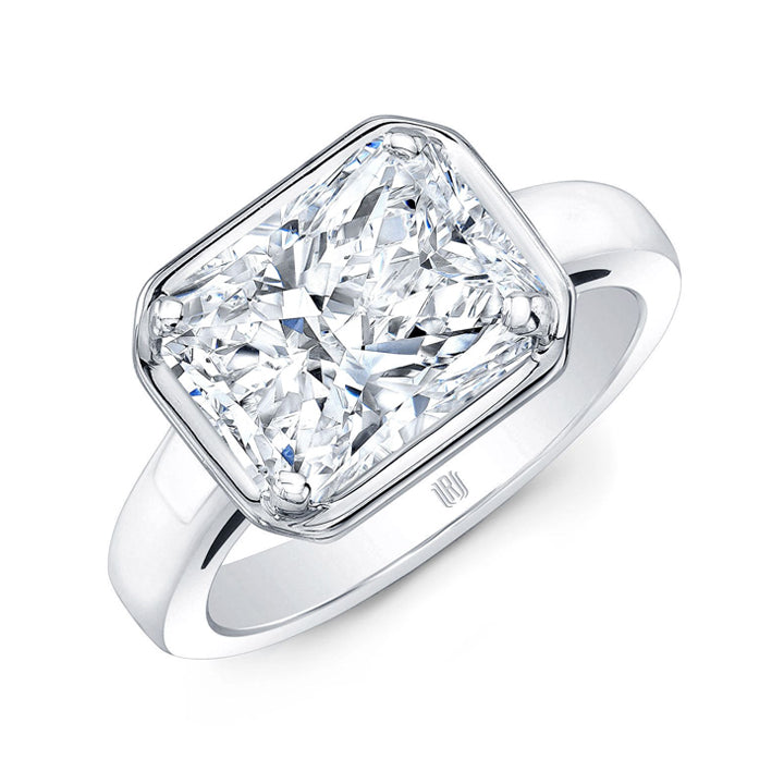 Rahaminov Platinum 4.00ct Radiant Cut East-West Bezel Set Engagement Ring - FL-3120