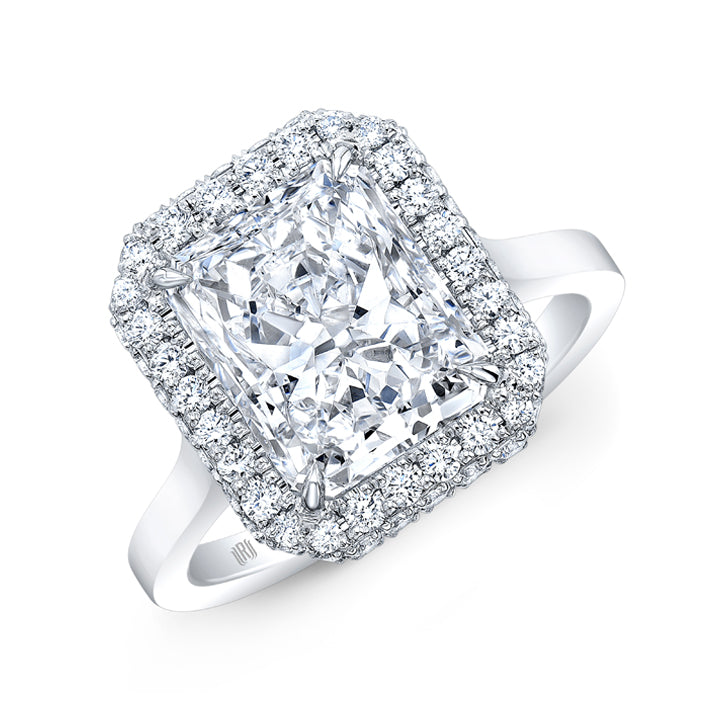 Rahaminov 18K White Gold 3.50ct Radiant Halo Engagement Ring - FL-3319
