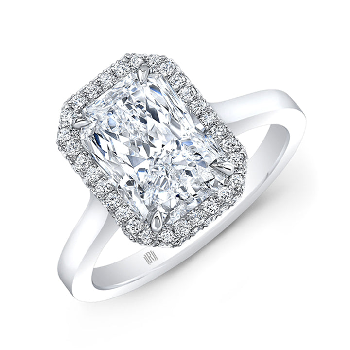 Rahaminov 18K White Gold 3.00ct Radiant Halo Engagement Ring - FL-3530