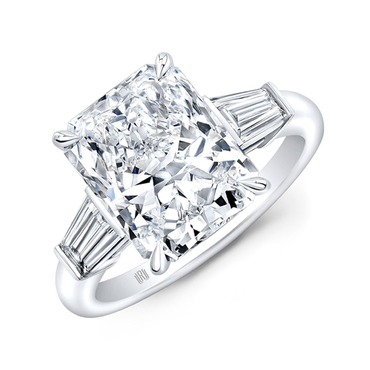 Rahaminov 18K White Gold 3.50ct Radiant Cut Three-Stone Engagement Ring - FL-3807