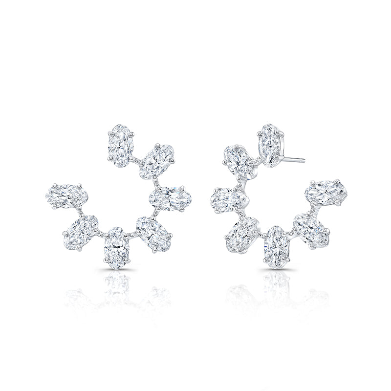 Rahaminov 18K White Gold 5.81ctw Oval Diamond Circle Hoop Earring - MEAR-0040