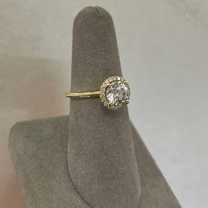 Moyer Collection 14K Yellow Gold 1.30ct Round Brilliant Halo Complete Engagement Ring - 011280