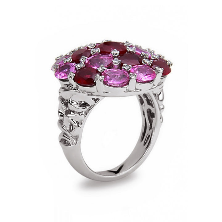 Charles Krypell 18k White Gold Ruby & Pink Sapphire Ring - 3-7207-WPSR