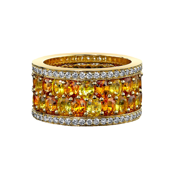 Robert Procop 18K Yellow Gold Orange & Yellow Sapphire American Glamour Eternity Ring - 5787