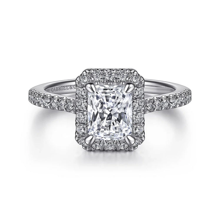 Gabriel & Co 14k White Gold Radiant Cut Diamond Halo Engagement Ring - ER14725N4W44JJ