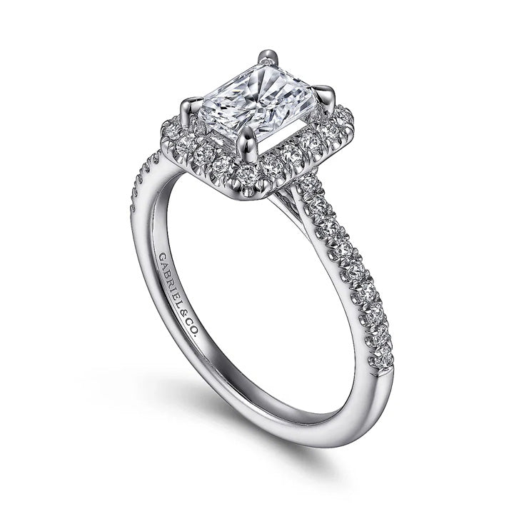 Gabriel & Co 14k White Gold Radiant Cut Diamond Halo Engagement Ring - ER14725N4W44JJ