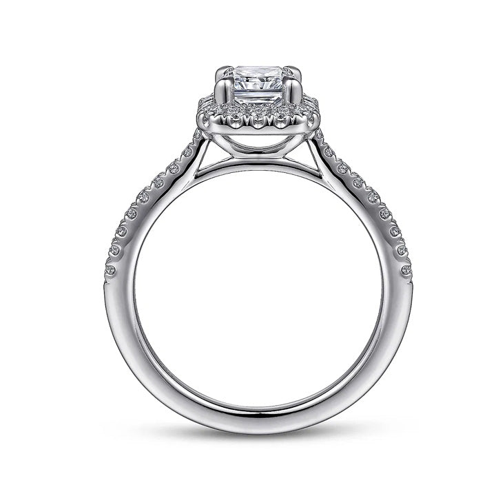 Gabriel & Co 14k White Gold Radiant Cut Diamond Halo Engagement Ring - ER14725N4W44JJ