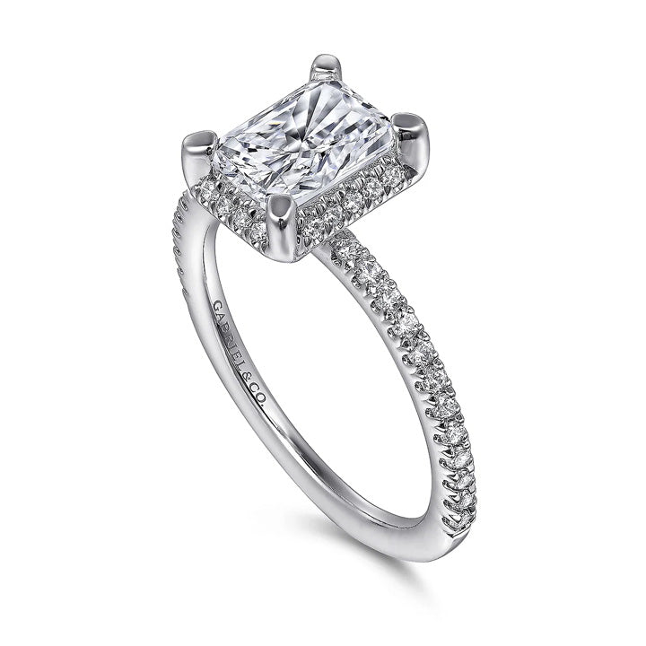 Gabriel & Co 14k White Gold Radiant Cut Diamond Hidden Halo Engagement Ring - ER14719N6W44JJ