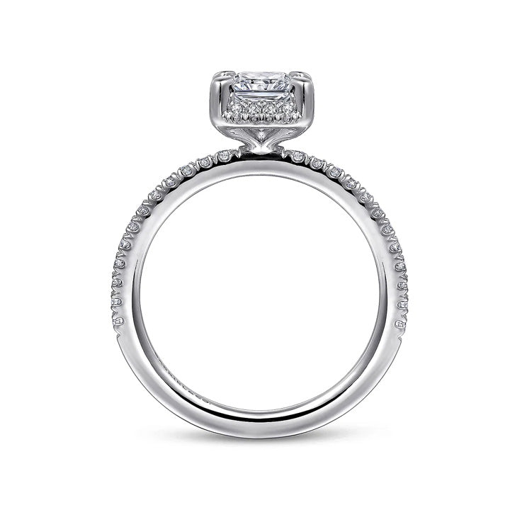 Gabriel & Co 14k White Gold Radiant Cut Diamond Hidden Halo Engagement Ring - ER14719N6W44JJ