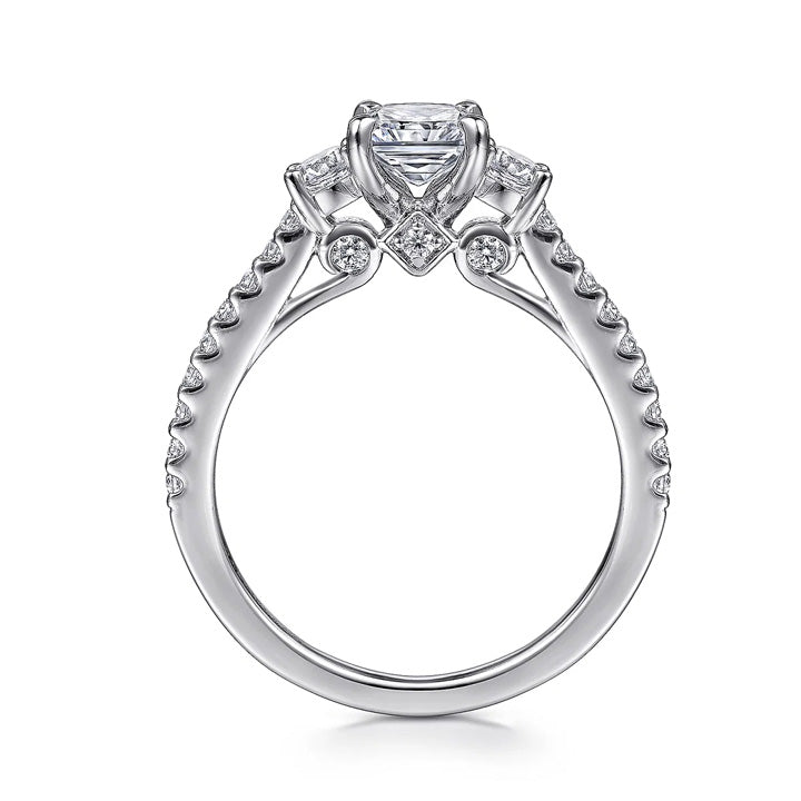 Gabriel & Co 14k White Gold Radiant Cut Three Stone Diamond Engagement Ring - ER12247N5W44JJ
