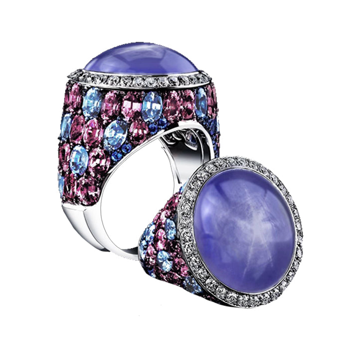 Robert Procop Platinum Oval Blue Star Sapphire Celebration Ring - 47854