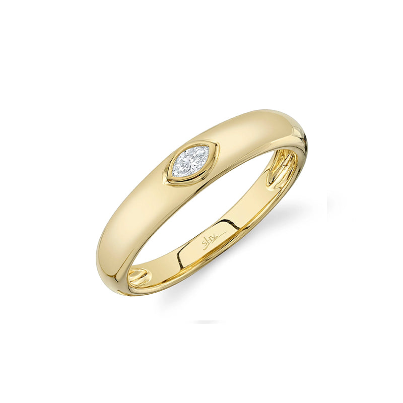 Shy Creation 14K Yellow Gold 0.08ctw Marquise Diamond Bezel Band- SC55023839