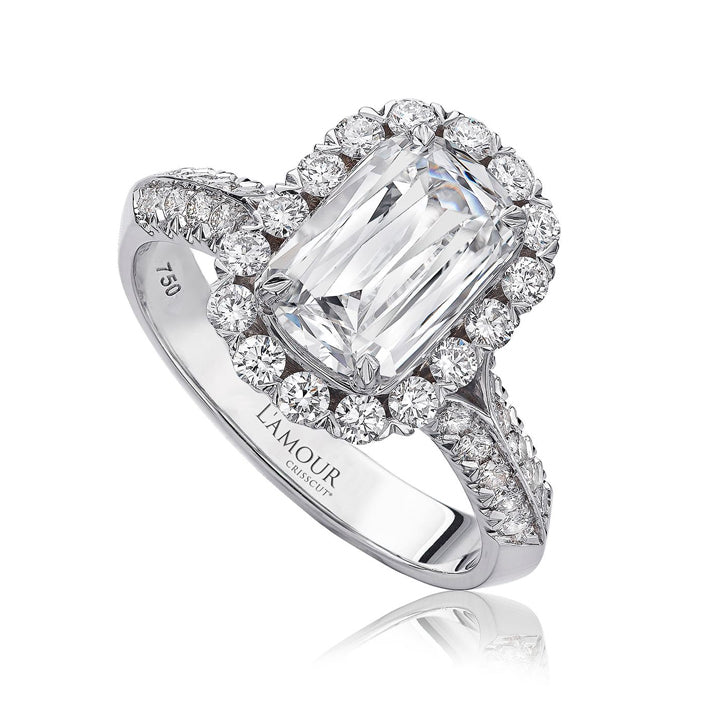 Christopher Design 14K White Gold 1.00ct L'Amour Diamond Halo Engagement Ring - L100-100