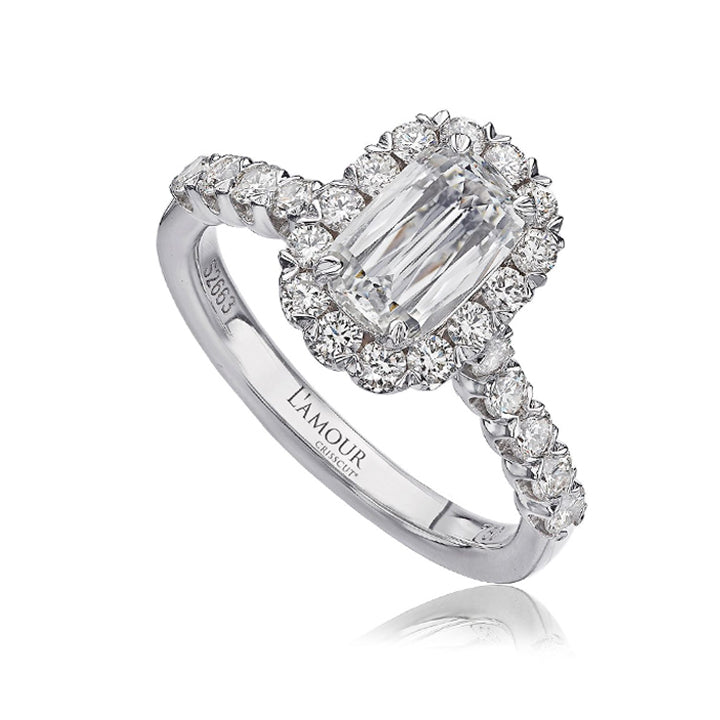 Christopher Design 18k White Gold 0.94ct L'Amour Diamond Halo Engagement Ring - L101-100