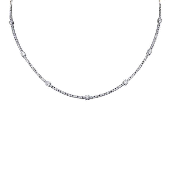 Moyer Collection 14k White Gold 3.08ctw Diamond Station Tennis Necklace- 120092