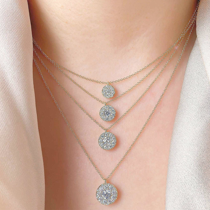 14K Yellow Gold 0.50ctw Diamond Cluster Necklace - SC22008044-YG