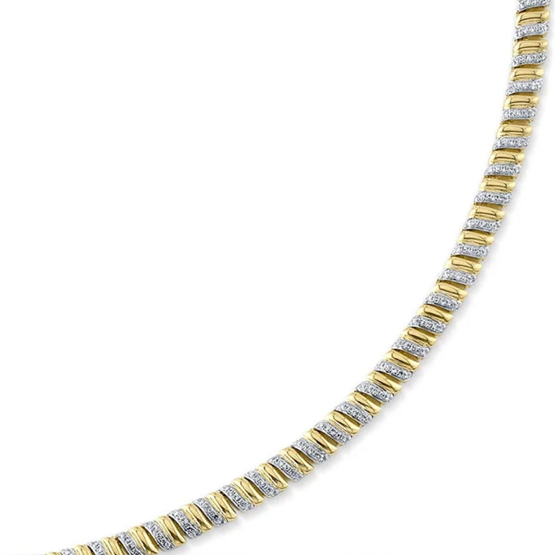 14K Yellow Gold 1.41ctw Diamond & Gold Station Collar Necklace - SC55025330RDZ17