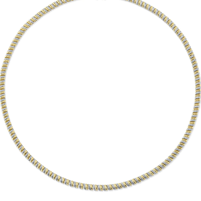 14K Yellow Gold 1.41ctw Diamond & Gold Station Collar Necklace - SC55025330RDZ17