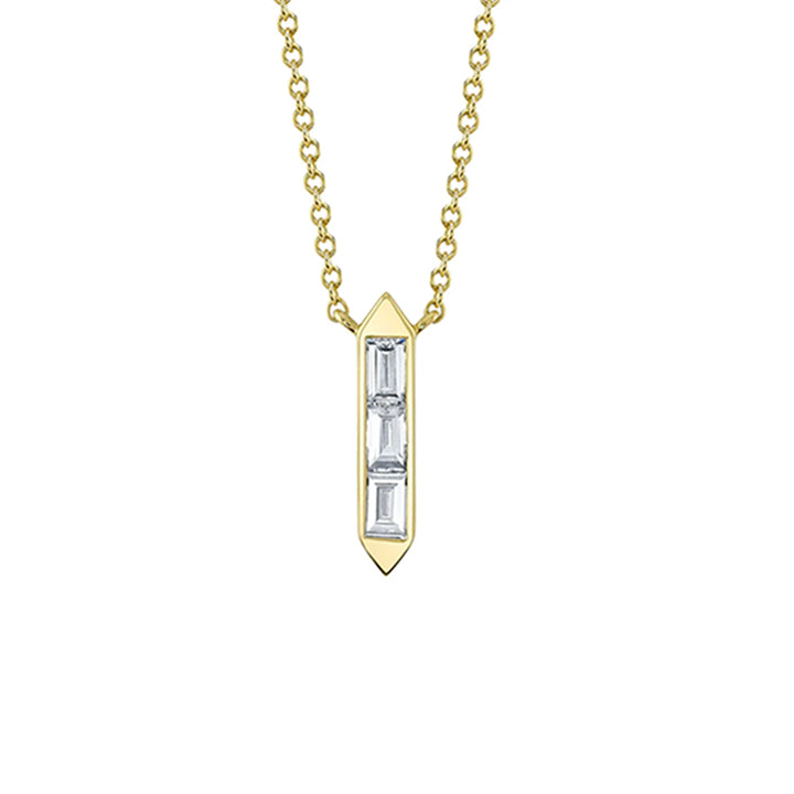 14K White Gold 0.18ctw Diamond Baguette Necklace - SC22008799