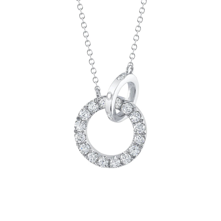 14K White Gold 0.54ctw Interlocking Diamond Circle Necklace - SC22008564