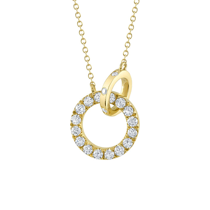 14K White Gold 0.54ctw Interlocking Diamond Circle Necklace - SC22008564