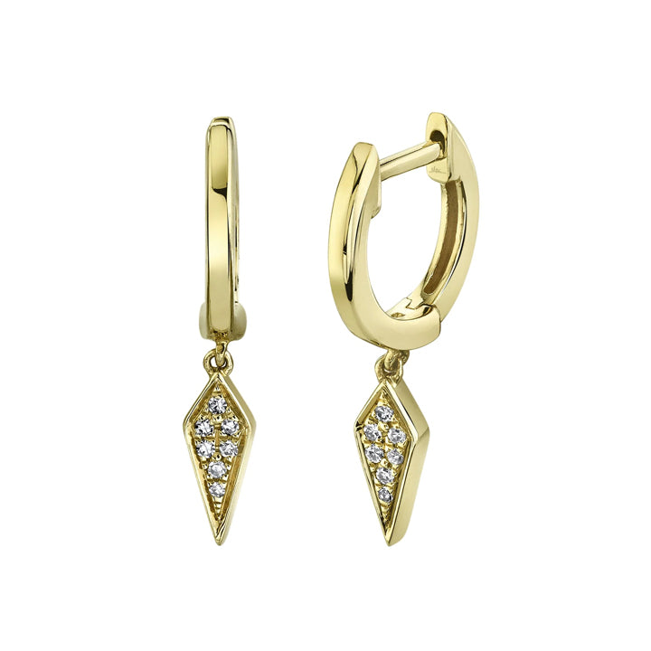 14K Yellow Gold Diamond Drop Huggie Earrings - SC22007654