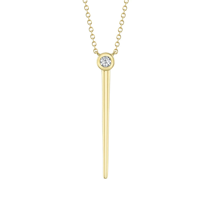 Shy Creation 14k Yellow Gold Pear Diamond Bezel Necklace- SC22008683