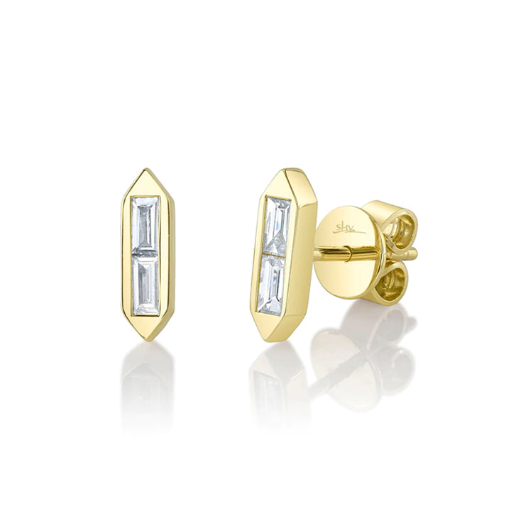 14K White Gold 0.18ctw Diamond Baguette Stud Earrings - SC22008793