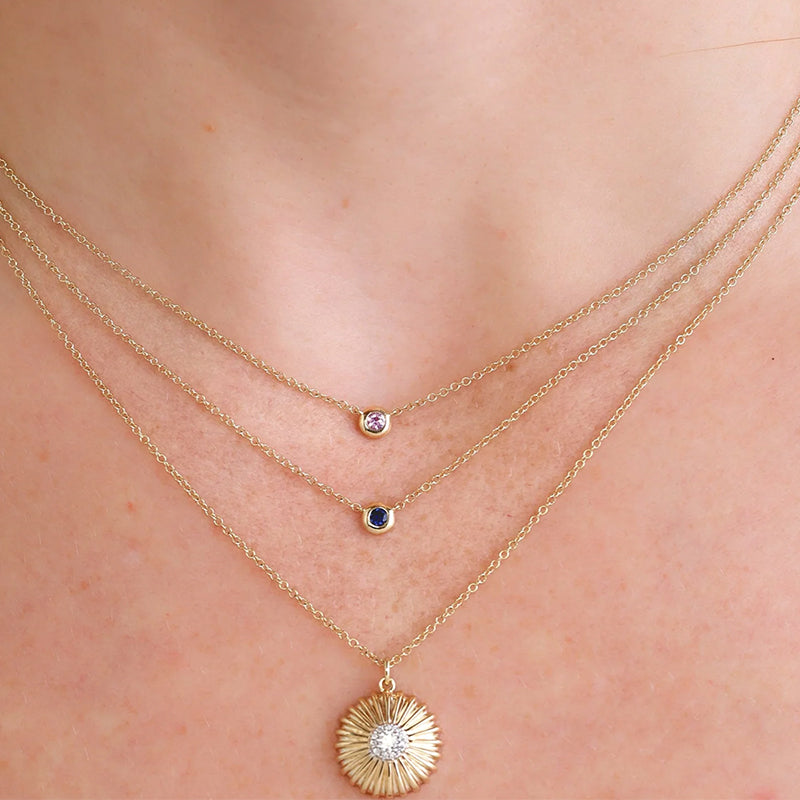 Shy Creation 14K Gold 0.07 Ruby Bezel Necklace - SC55026481