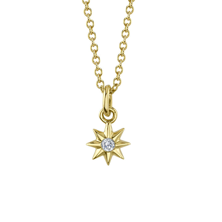 14K Yellow Gold Diamond Star Necklace - SC55025245