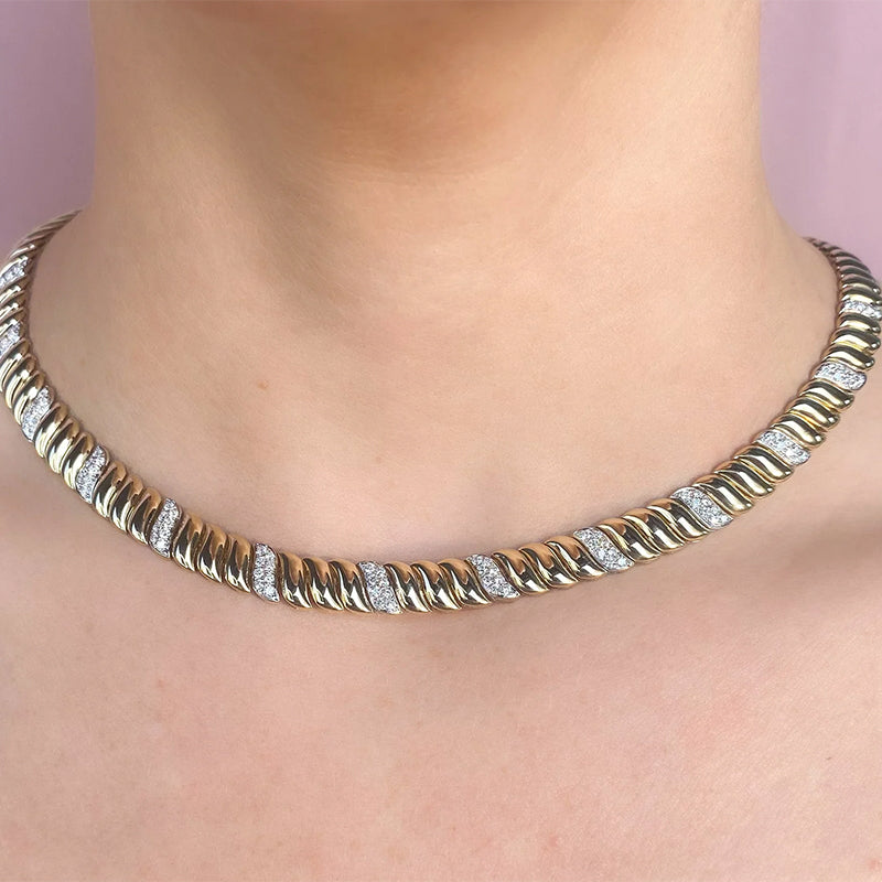 Moyer Collection 14k Yellow Gold 1.77ctw Diamond Bold Riviera Necklace- MFJ177YG