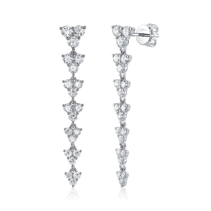 14K White Gold 1.82ctw Trio Diamond Drop Earrings - SC55025281