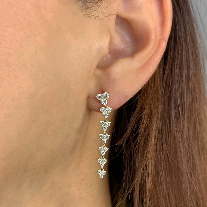 14K White Gold 1.82ctw Trio Diamond Drop Earrings - SC55025281