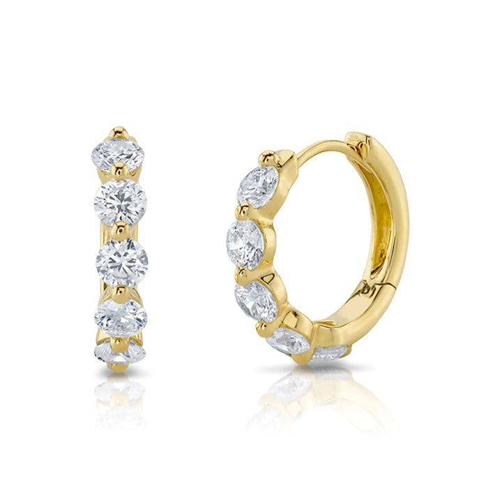 14K White Gold 0.92ctw Diamond Huggie Earrings - SC55023229V2