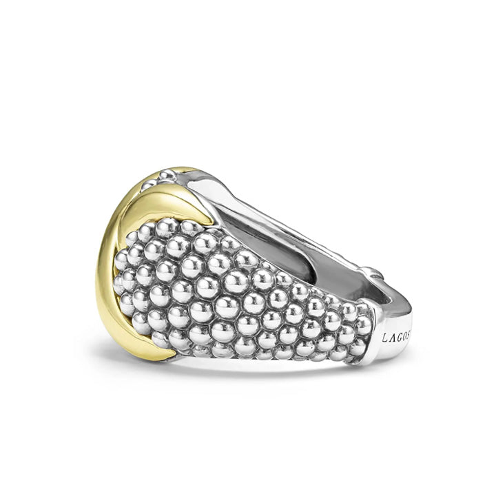 Lagos Embrace Two-Tone X Caviar Dome Ring - 03-80517