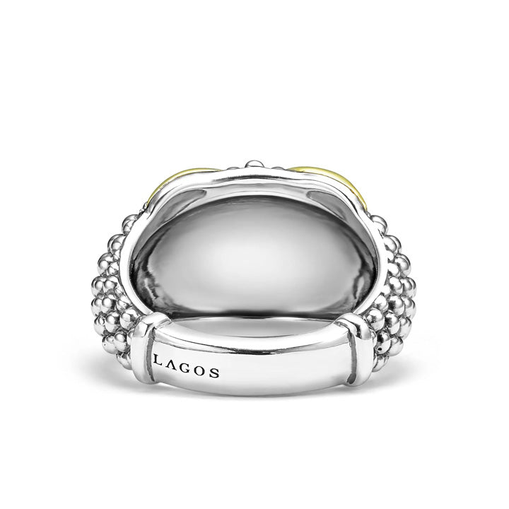 Lagos Embrace Two-Tone X Caviar Dome Ring - 03-80517