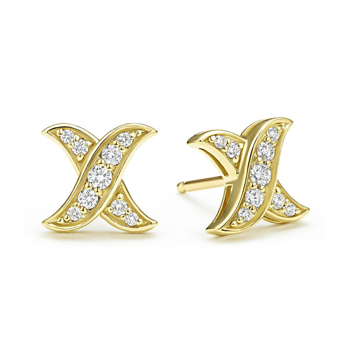 Lagos Embrace 18K Gold X Diamond Stud Earrings - 01-11180-DD