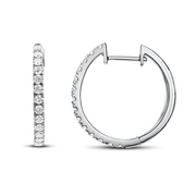 Accessorize everyday with these beautiful, dainty 14k white gold diamond small huggie hoop earrings. Perfect paired next to a diamond stud in a second piercing as well! 