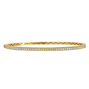 A beautiful, classic diamond bangle that you can add to any stack bracelet look. This gorgeous yellow gold bracelet has 0.50ctw diamonds that are G-H in color, SI in clarity glimmering from the top side of the bangle. Pair this striking design with another diamond bracelet from Moyer!