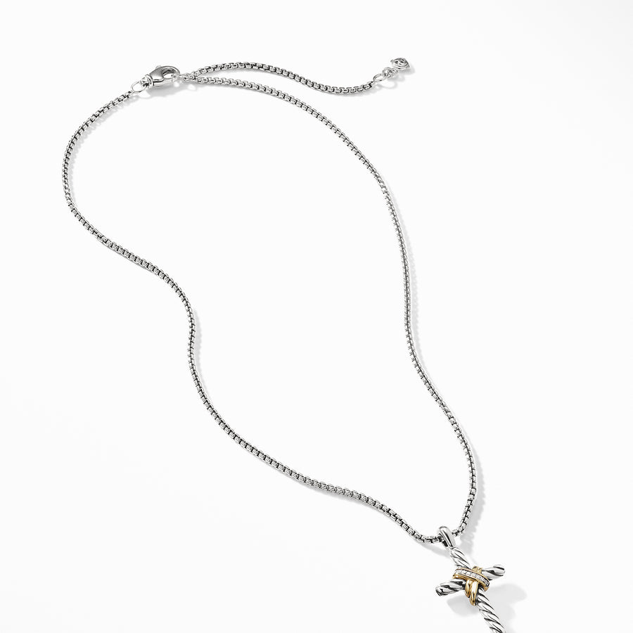 David Yurman X Cross Necklace with Diamonds and Gold - N11941DS4ADI