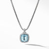 Sterling silver ��� Faceted Blue Topaz, 14x14mm, Pav? diamonds, 0.32 total carat weight,  ��� Pendant, 18 x 18mm ��� Chain sold separately-