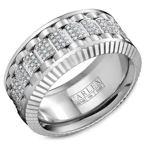 A multi-component CARLEX in white gold featuring 264 diamonds and fluted edges. This ring is available in 18K (White, Yellow & Rose) gold & Platinum 950.