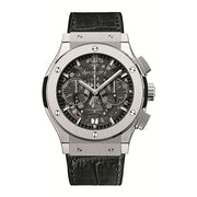 An elegant watch will always deliver sophistication and style- and this timepiece from Hublot brings you just that. This Gents watch can definitely be an awe-striking piece once you lay eyes upon it. With a Polished bezel, this beauty represents delicate craftsmanship. The Titanium case that encloses this  pieces  mechanism is also evidence of the quality that comes from this stylish item. The contrasting Black dial color adds a pronounced sense of luxury. Also important to note is the Scratch r