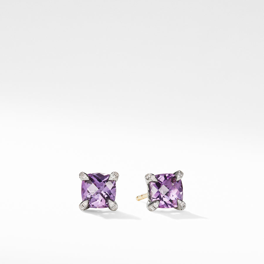 Chatelaine? Stud Earrings with Amethyst and Diamonds