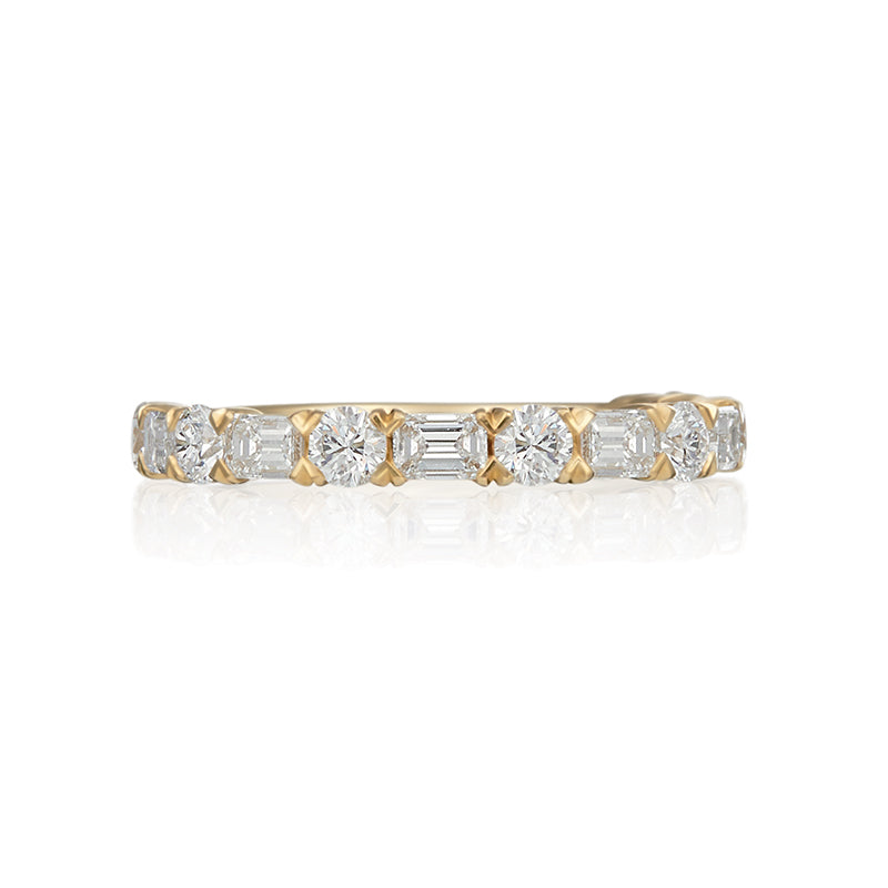 Moyer Collection 14k Gold 1.13ctw Diamond Alternating Round and Baguette Band- 074098